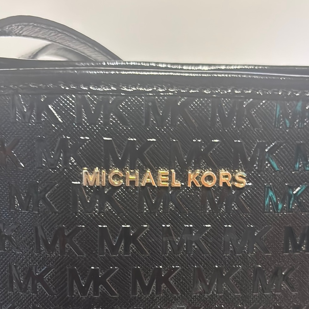 Michael Kors Black Structured Tote with Signature Monogram - Picture 3 of 6